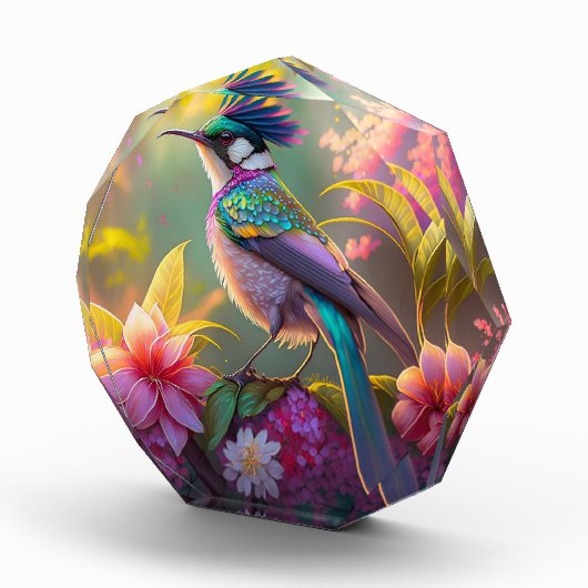 Blue Crested Rainbow Gevleugelde Sunbird Fantasy B Fotoblokken (Rechts)
