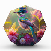 Blue Crested Rainbow Gevleugelde Sunbird Fantasy B Fotoblokken (Voorkant)