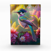 Blue Crested Rainbow Gevleugelde Sunbird Fantasy B Fotoblokken (Voorkant)