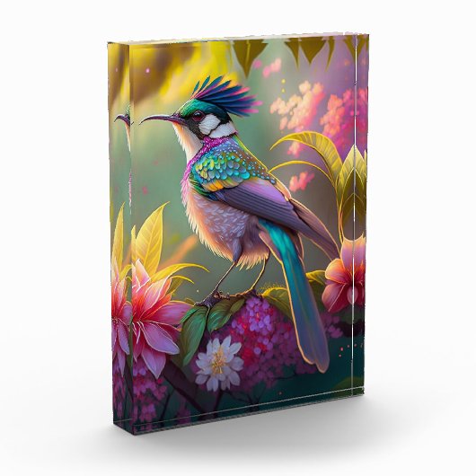 Blue Crested Rainbow Gevleugelde Sunbird Fantasy B Fotoblokken (Links)