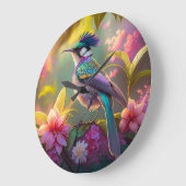 Blue Crested Rainbow Gevleugelde Sunbird Fantasy B Grote Klok (Hoek)