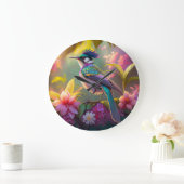 Blue Crested Rainbow Gevleugelde Sunbird Fantasy B Grote Klok (Huis)