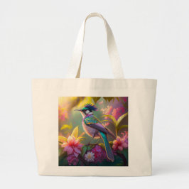 Blue Crested Rainbow Gevleugelde Sunbird Fantasy B Grote Tote Bag
