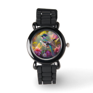 Blue Crested Rainbow Gevleugelde Sunbird Fantasy B Horloge