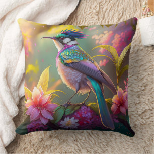 Blue Crested Rainbow Gevleugelde Sunbird Fantasy B Kussen
