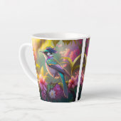 Blue Crested Rainbow Gevleugelde Sunbird Fantasy B Latte Mok (Linkerhoek)