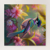 Blue Crested Rainbow Gevleugelde Sunbird Fantasy B Legpuzzel (Horizontaal)