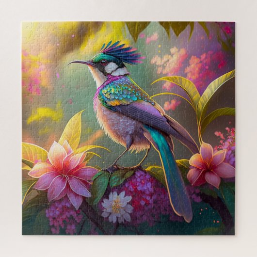 Blue Crested Rainbow Gevleugelde Sunbird Fantasy B Legpuzzel (Verticaal)
