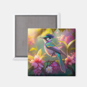 Blue Crested Rainbow Gevleugelde Sunbird Fantasy B Magneet (Voorkant / Achterkant)