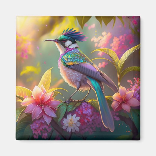 Blue Crested Rainbow Gevleugelde Sunbird Fantasy B Magneet (Voorkant)