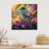 Blue Crested Rainbow Gevleugelde Sunbird Fantasy B Poster (Keuken)