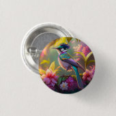 Blue Crested Rainbow Gevleugelde Sunbird Fantasy B Ronde Button 3,2 Cm (Voorkant /achterkant)