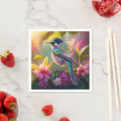 Blue Crested Rainbow Gevleugelde Sunbird Fantasy B Servet (Insitu)