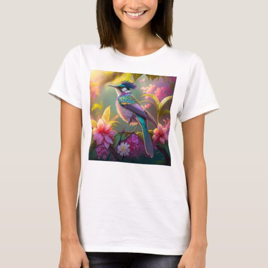Blue Crested Rainbow Gevleugelde Sunbird Fantasy B T-shirt (Voorkant)