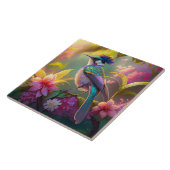 Blue Crested Rainbow Gevleugelde Sunbird Fantasy B Tegeltje (Zijkant)