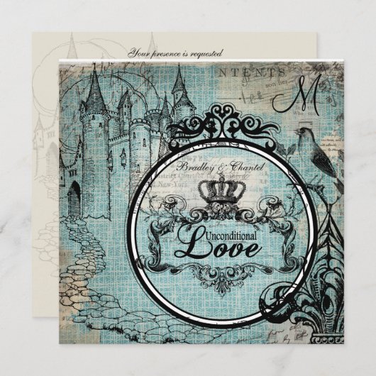 Blue Criss Cross Unconditional Love Wedding Invite Kaart (Voorkant / Achterkant)