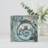 Blue Criss Cross Unconditional Love Wedding Invite Kaart (Staand voorkant)