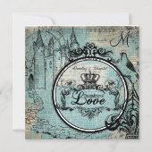 Blue Criss Cross Unconditional Love Wedding Invite Kaart (Voorkant)