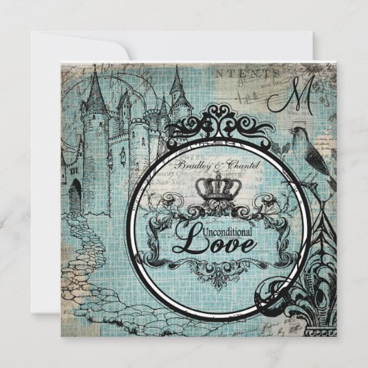 Blue Criss Cross Unconditional Love Wedding Invite Kaart (Voorkant)