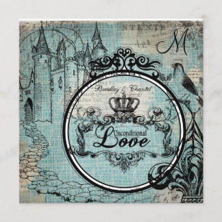 Blue Criss Cross Unconditional Love Wedding Invite Kaart