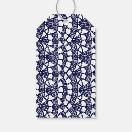 Blue Crochet Stitch Background Cadeaulabel (Achterkant)