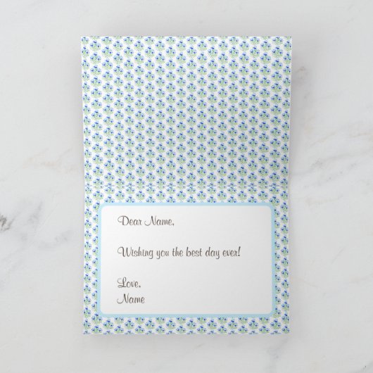 Blue Crocus Flowers Folded Wenskaart Kaart (Binnen)