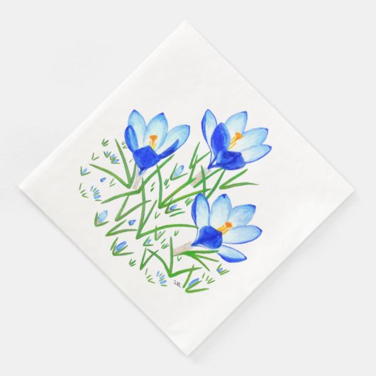 Blue Crocus Flowers Servet (Hoek)