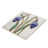 Blue Crocus Wall Decor Art Nieuw Art Deco Cerami Tegeltje (Zijkant)