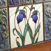 Blue Crocus Wall Decor Art Nieuw Art Deco Cerami Tegeltje