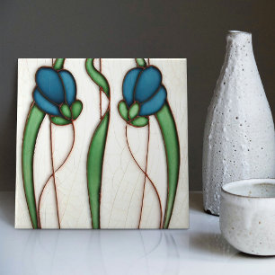 Blue Crocus Wall Decor Art Nouveau Art Deco Tegeltje