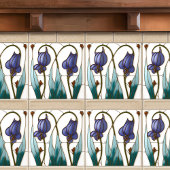 Blue Crocus Wall Decor Art Nouveau Art Deco Tegeltje