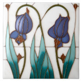 Blue Crocus Wall Decor Art Nouveau Art Deco Tegeltje (Voorkant)