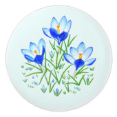 Blue Crocuses Ceramic Pull Keramische Knop (Voorkant)
