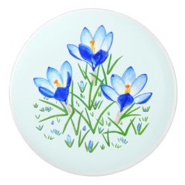 Blue Crocuses Ceramic Pull Keramische Knop