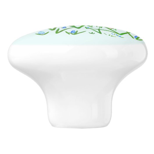 Blue Crocuses Ceramic Pull Keramische Knop (Zijkant)