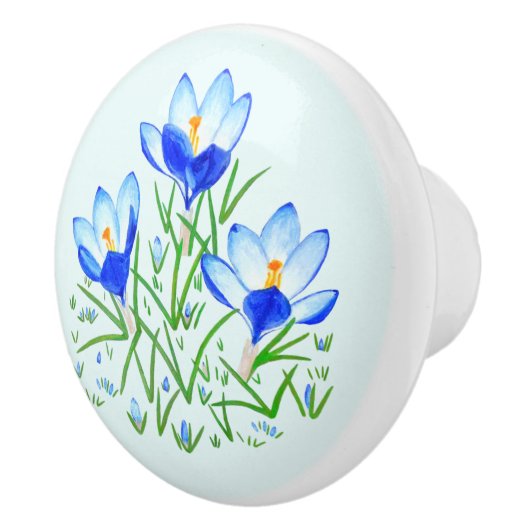 Blue Crocuses Ceramic Pull Keramische Knop (Rechts)