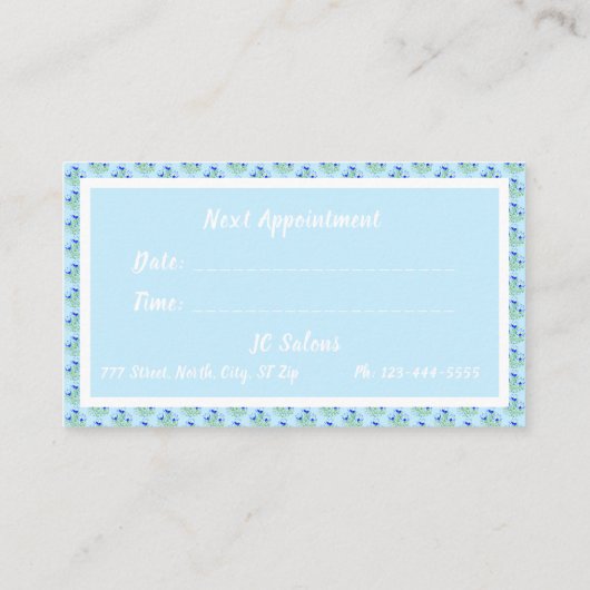 Blue Crocuses Hair Stylist Visitekaartje Contactkaartje (Achterkant)