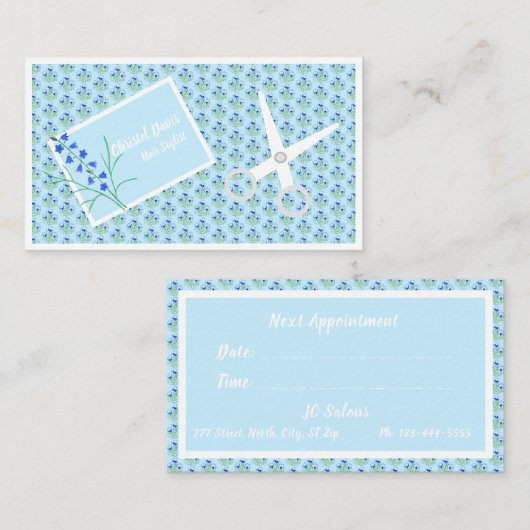 Blue Crocuses Hair Stylist Visitekaartje Contactkaartje (Voorkant / Achterkant)