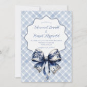 Blue Croquette Bow Invitation Kaart (Voorkant)
