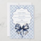 Blue Croquette Bow Invitation Kaart (Achterkant)