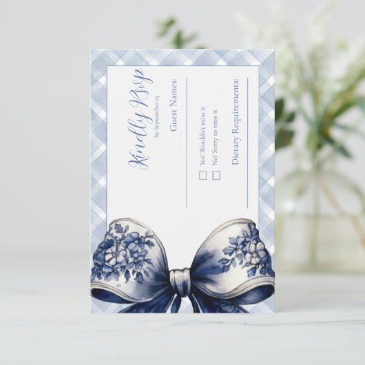 Blue Croquette Geïnspireerd RSVP Post Kaart (Staand voorkant)