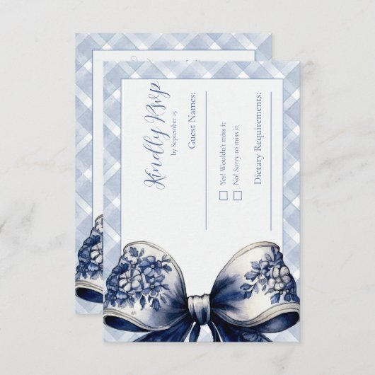 Blue Croquette Geïnspireerd RSVP Post Kaart (Voorkant / Achterkant)