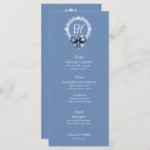 Blue Croquette Geïnspireerd Wedding Menu Kaart (Voorkant / Achterkant)