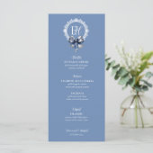 Blue Croquette Geïnspireerd Wedding Menu Kaart (Staand voorkant)