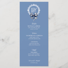 Blue Croquette Geïnspireerd Wedding Menu Kaart
