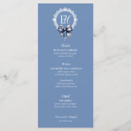Blue Croquette Geïnspireerd Wedding Menu Kaart