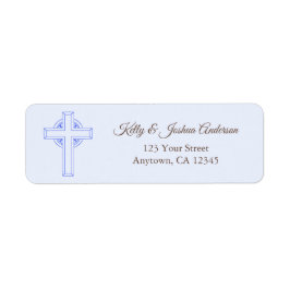 Blue Cross Baby Baptism / Christening Address Etiket