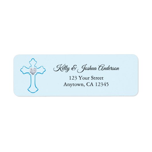 Blue Cross Baby Baptism / Christening Address Etiket (Voorkant)