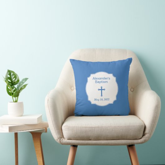 Blue Cross Baby Baptism Christening Kussen (Stoel)