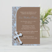 Blue Cross Baptism/Christening Uitnodiging (Staand voorkant)
